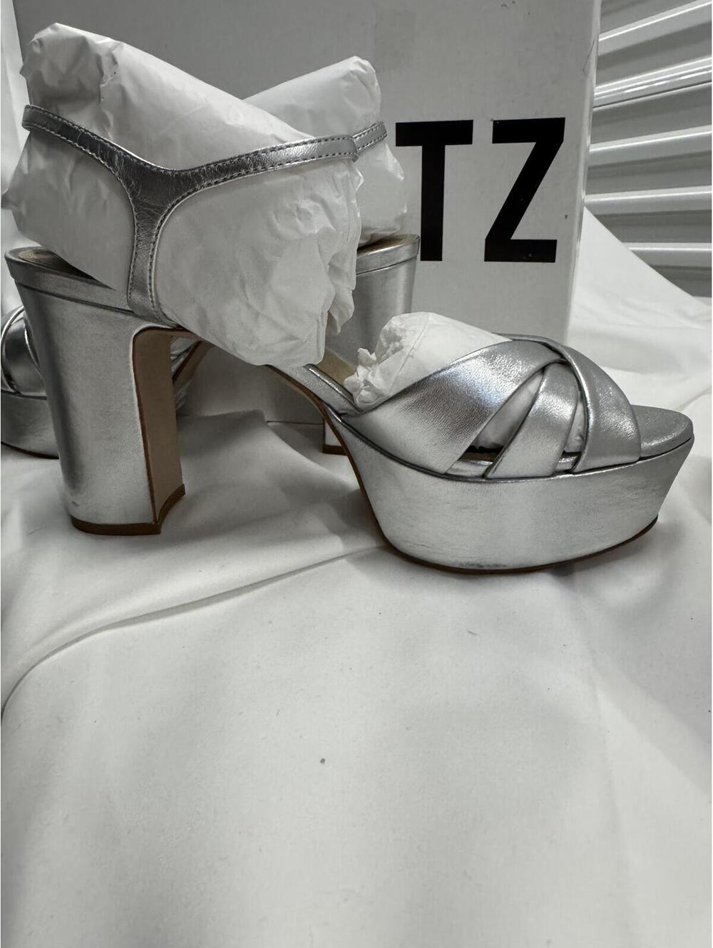 Schutz Silver Platform High Heel Sandals - Picture 4 of 5